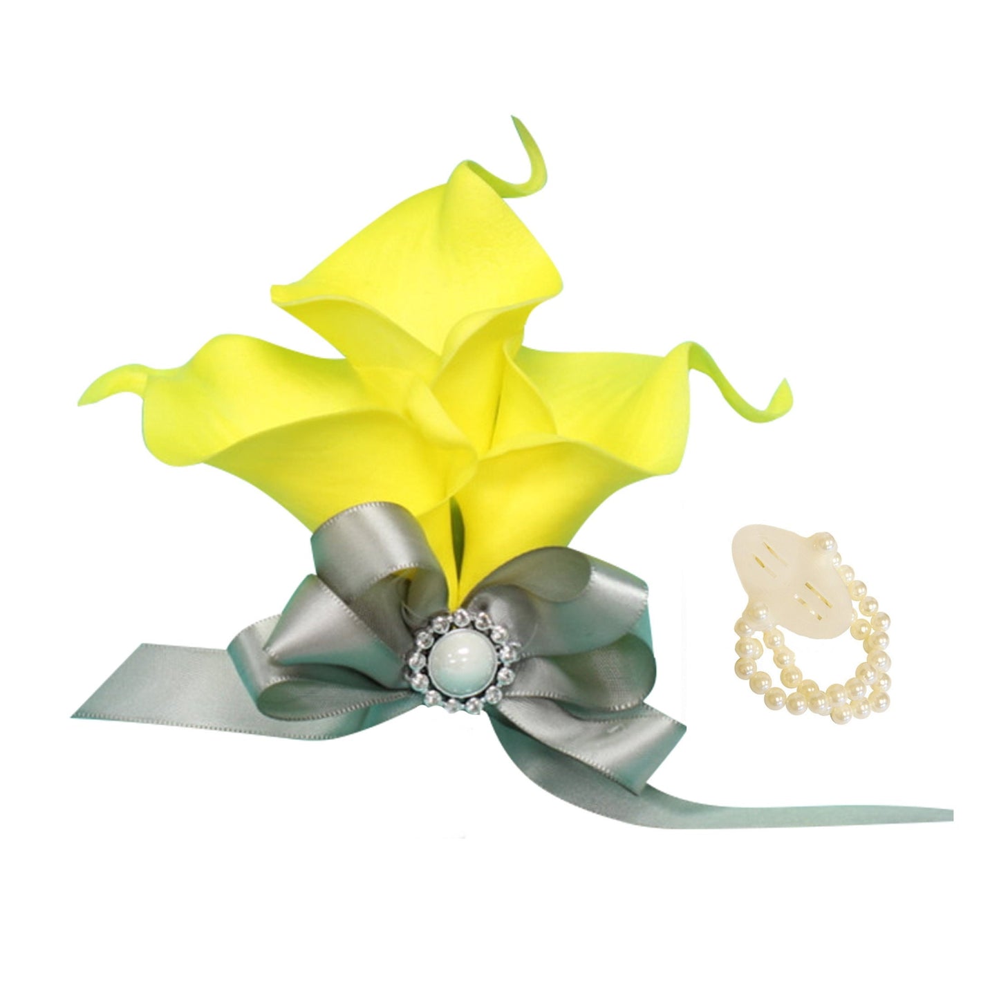 Elegant Real Touch Calla Lily Wedding Set - Customize Your Ribbon Color