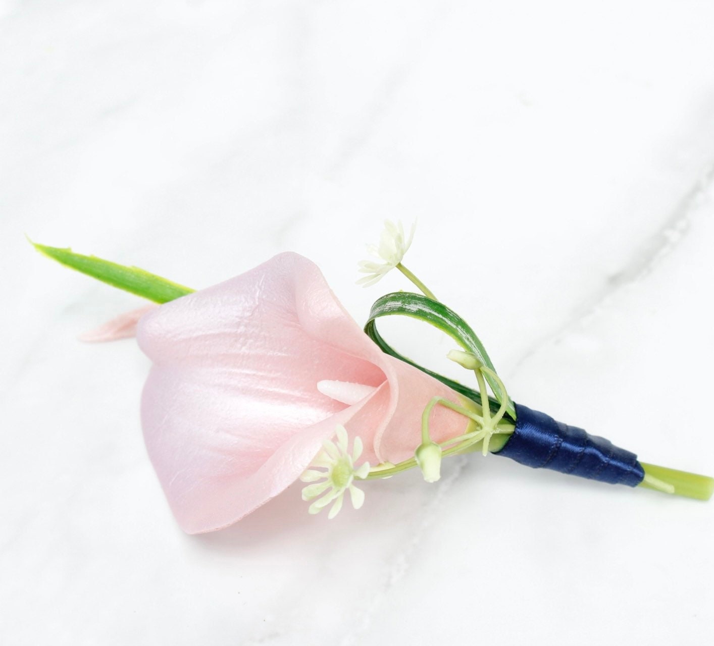 Green theme Calla Lily Boutonniere-Choose Color-keepsake artificial soft touch Calla lily with natural fillers, pin included