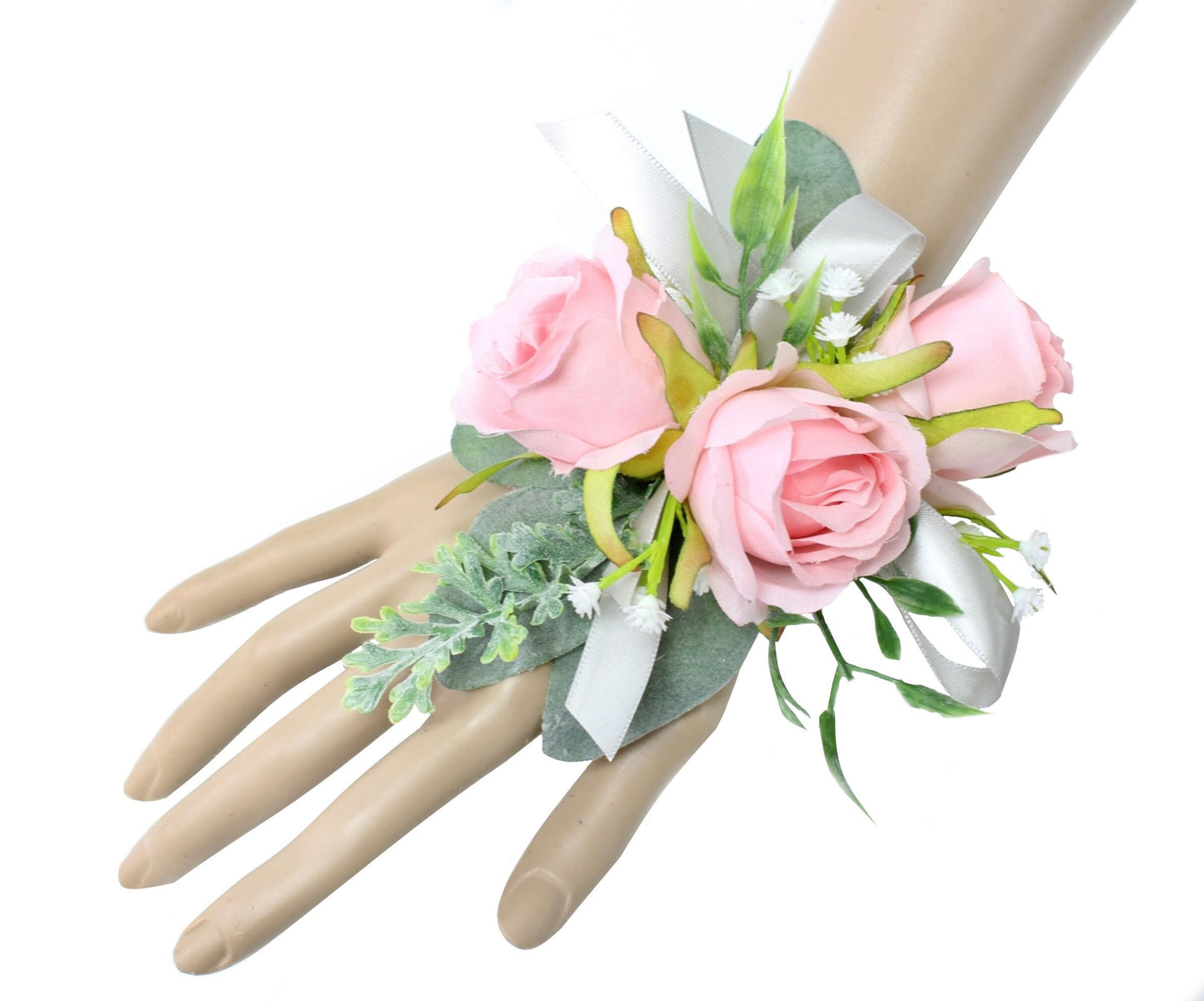 Elegant Soft Pink Floral Set with Customizable Ribbon - Corsage & Boutonniere