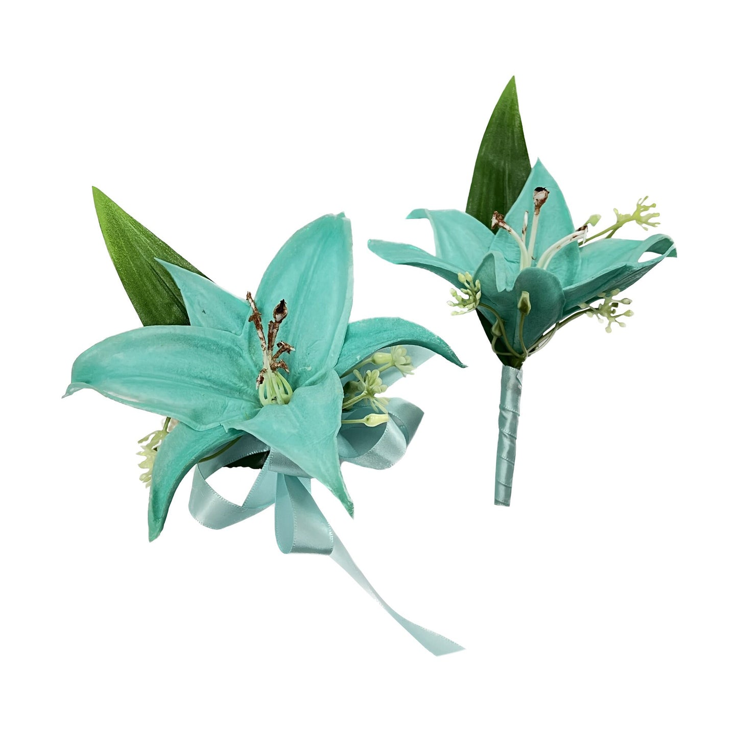 Custom Color Real Touch Artificial Corsage & Boutonniere Set for Weddings and Proms