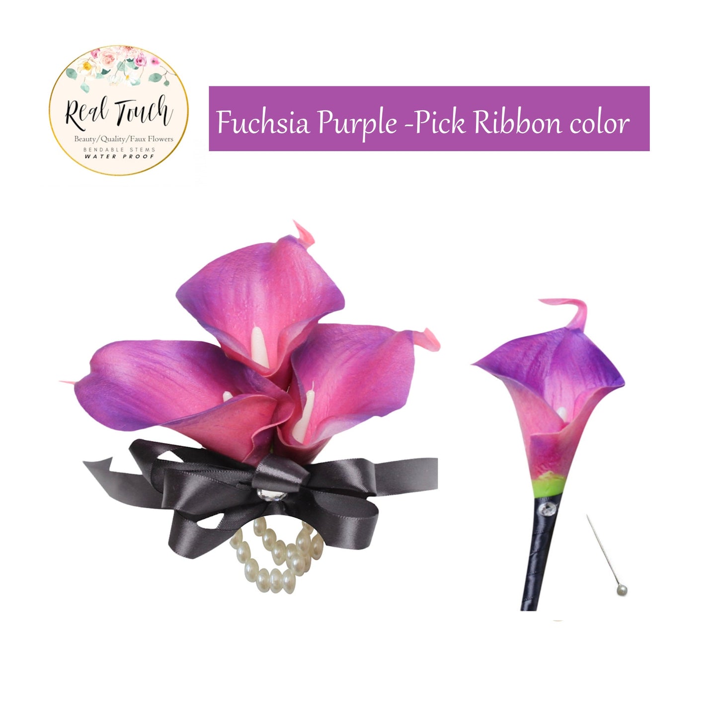 Customizable Fuchsia Purple Artificial Calla Lily Set for Special Occasions