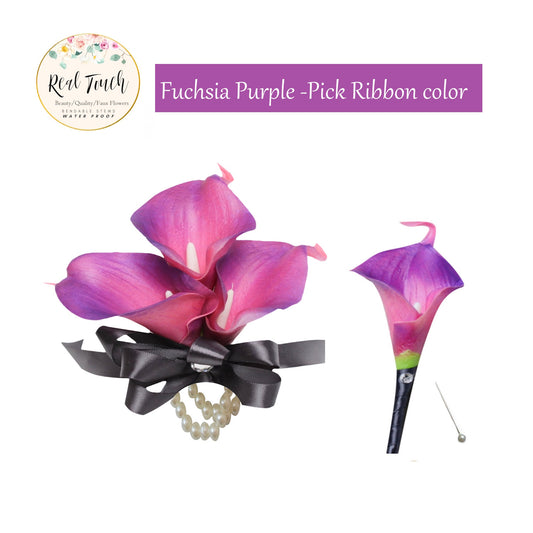 Customizable Fuchsia Purple Artificial Calla Lily Set for Special Occasions