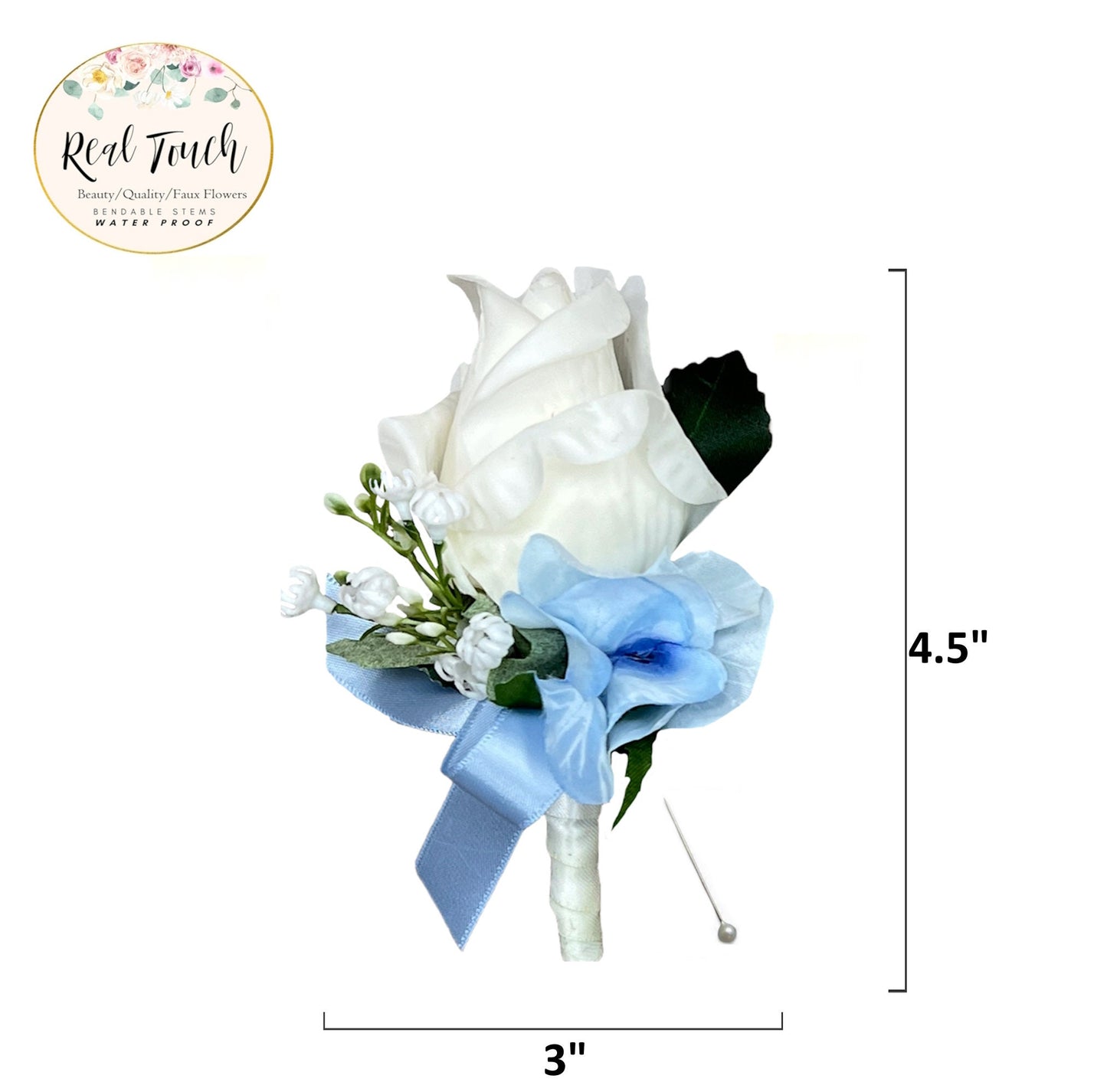 Customizable Real Touch Flower Wrist Corsage & Boutonnière for Prom, Homecoming, and Weddings