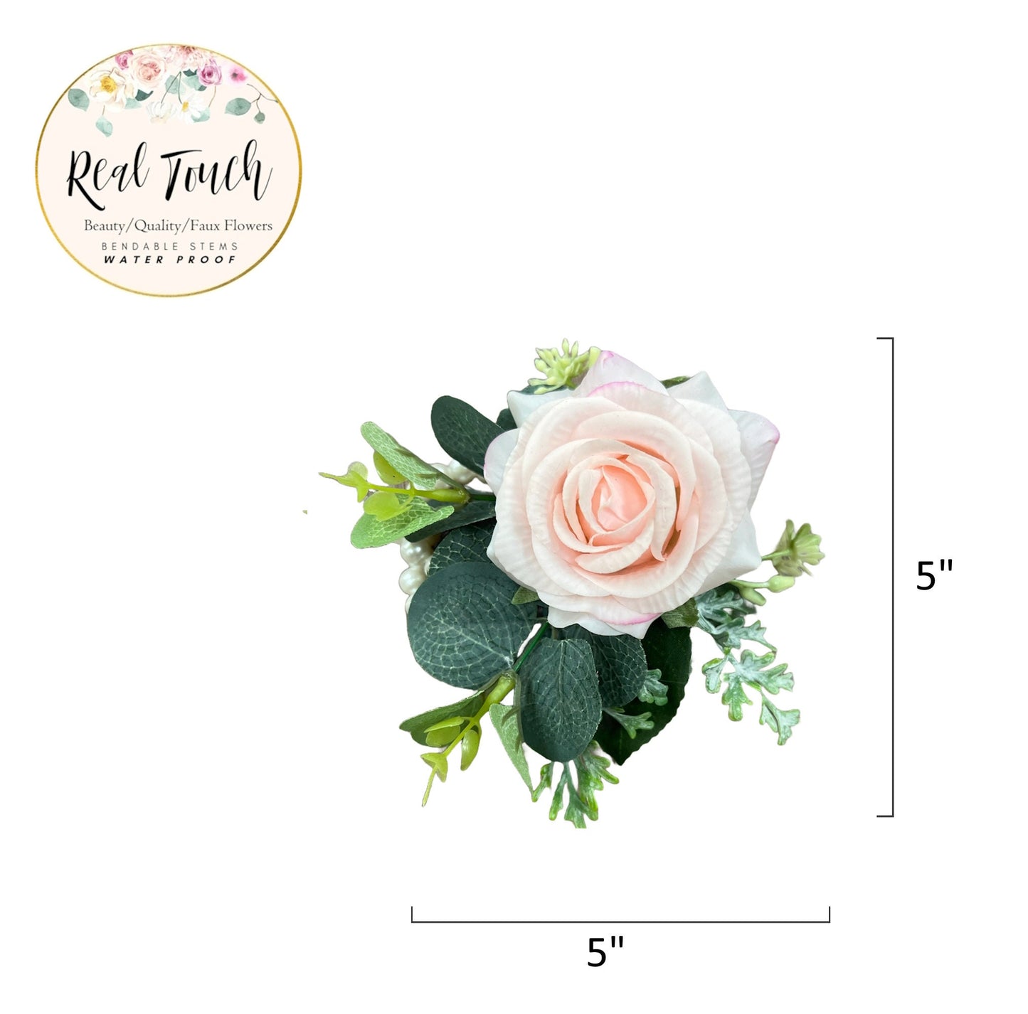 Elegant Pink Rose Corsage & Boutonniere Set with Eucalyptus