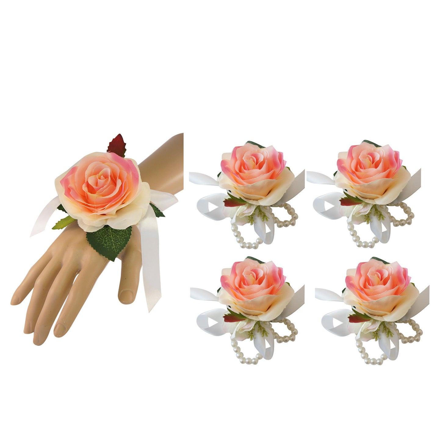 Sophisticated Silk Rose & Hydrangea Corsages 5-Pack - Ideal for Special Occasions