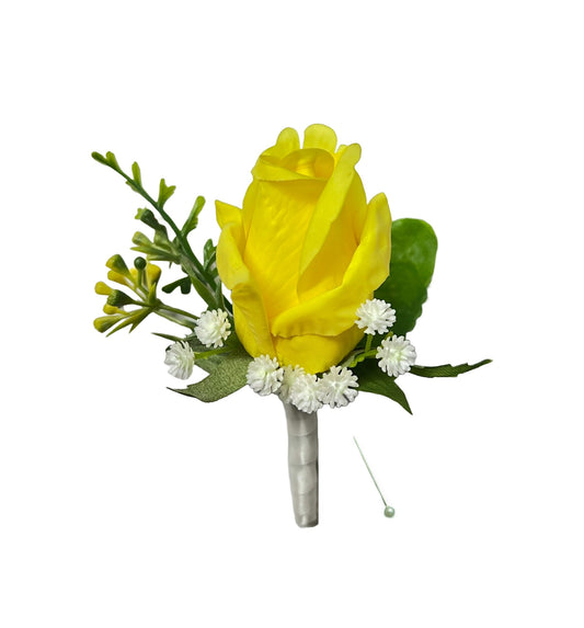 Elegant Real Touch Rose & Calla Lily Boutonniere - Weatherproof Keepsake